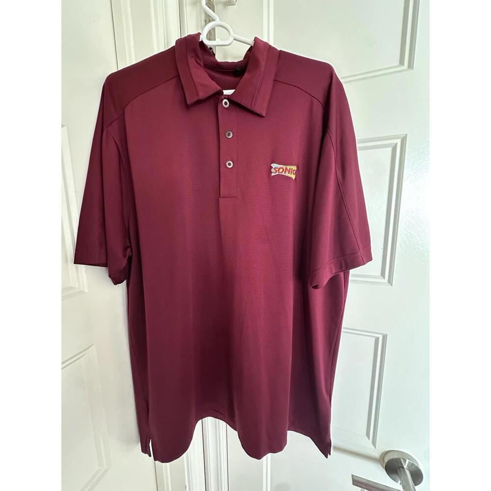 SONIC Drive In Fast Food Corporate Employee Uniform Polo Shirt Red Size Large
